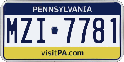 PA license plate MZI7781