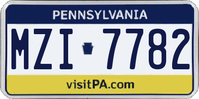 PA license plate MZI7782