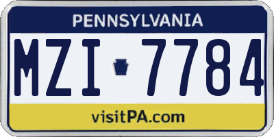 PA license plate MZI7784
