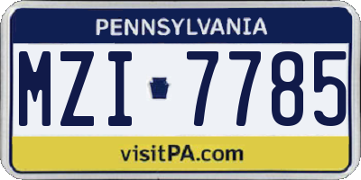 PA license plate MZI7785