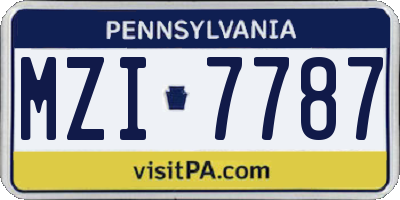 PA license plate MZI7787