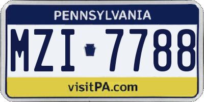 PA license plate MZI7788
