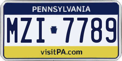PA license plate MZI7789