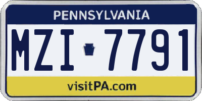 PA license plate MZI7791