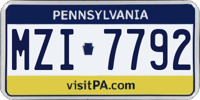 PA license plate MZI7792