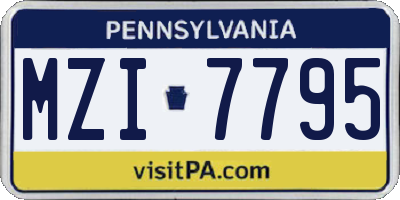 PA license plate MZI7795