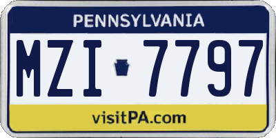 PA license plate MZI7797