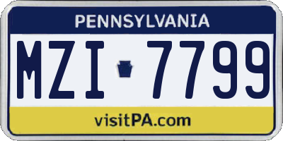 PA license plate MZI7799