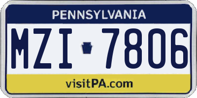 PA license plate MZI7806