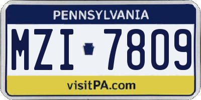 PA license plate MZI7809