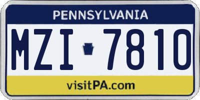 PA license plate MZI7810