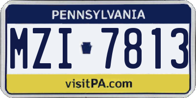 PA license plate MZI7813