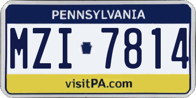 PA license plate MZI7814