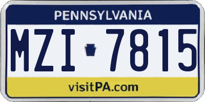PA license plate MZI7815