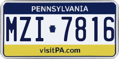 PA license plate MZI7816