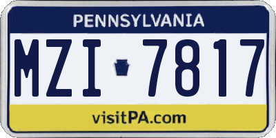 PA license plate MZI7817