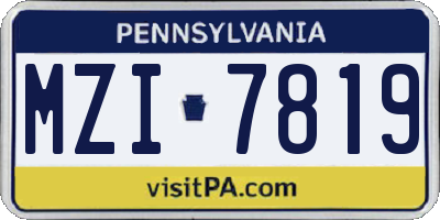 PA license plate MZI7819