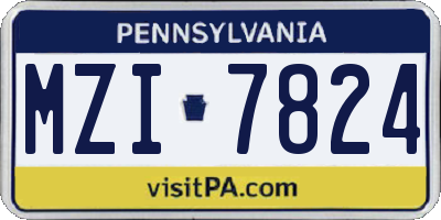 PA license plate MZI7824
