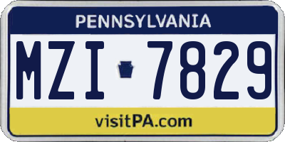 PA license plate MZI7829