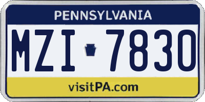 PA license plate MZI7830