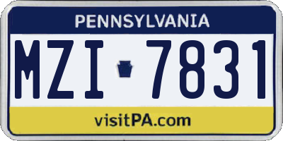 PA license plate MZI7831