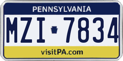 PA license plate MZI7834