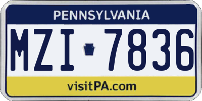 PA license plate MZI7836