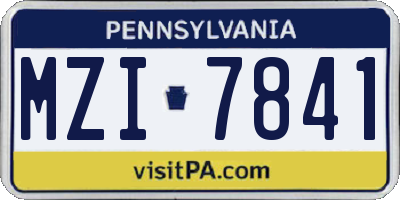 PA license plate MZI7841