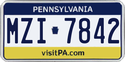 PA license plate MZI7842