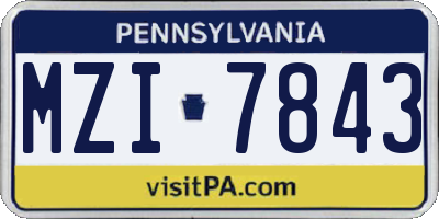 PA license plate MZI7843