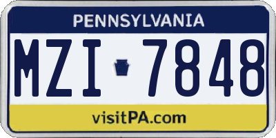 PA license plate MZI7848