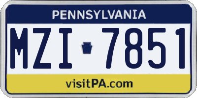 PA license plate MZI7851