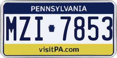 PA license plate MZI7853