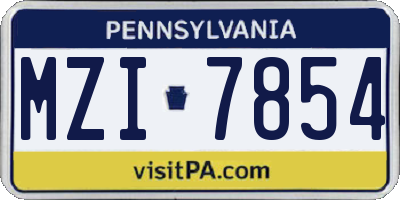 PA license plate MZI7854