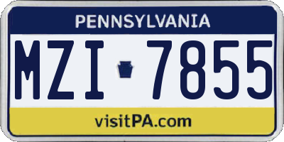 PA license plate MZI7855