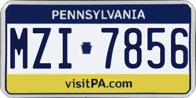 PA license plate MZI7856