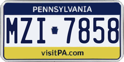 PA license plate MZI7858
