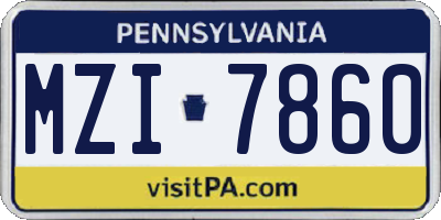 PA license plate MZI7860