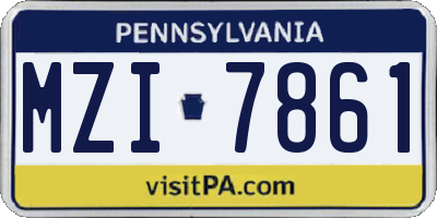 PA license plate MZI7861