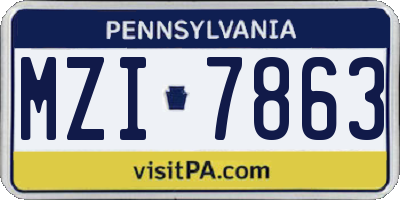 PA license plate MZI7863