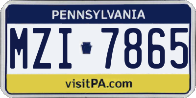 PA license plate MZI7865