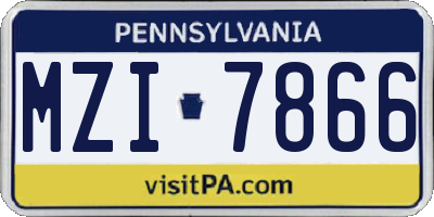 PA license plate MZI7866