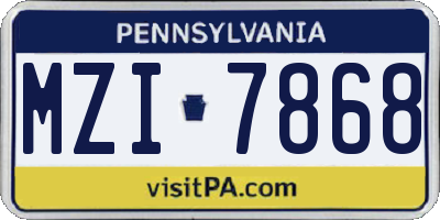 PA license plate MZI7868