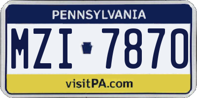 PA license plate MZI7870