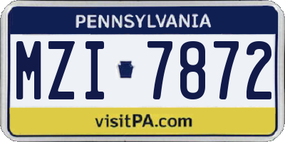 PA license plate MZI7872