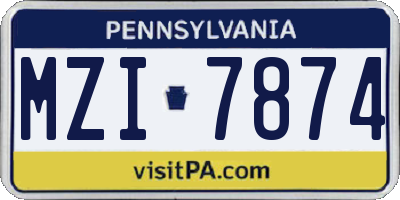 PA license plate MZI7874