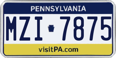 PA license plate MZI7875