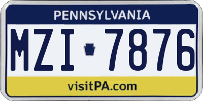 PA license plate MZI7876