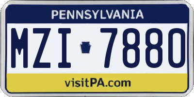 PA license plate MZI7880