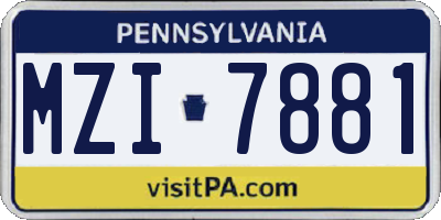 PA license plate MZI7881